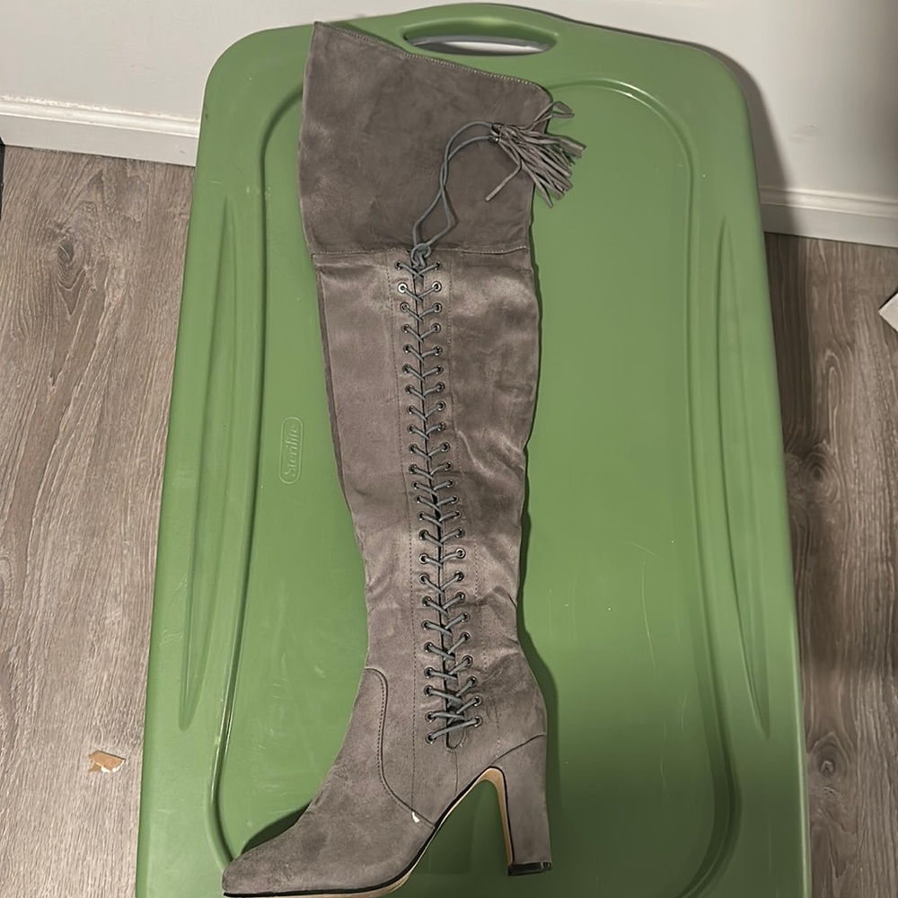 Grey Over the Knee styled Boot
